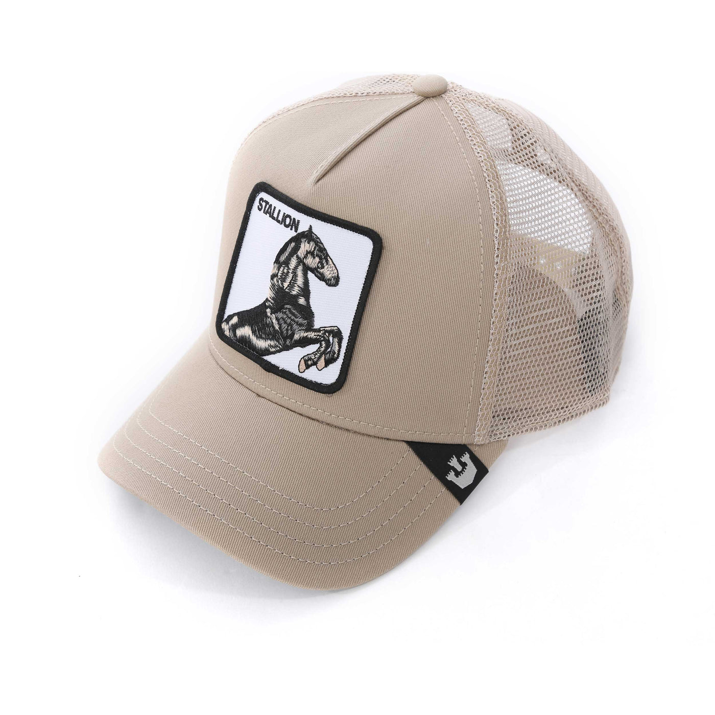 Goorin Bros The Stallion Trucker Cap in Khaki Logo