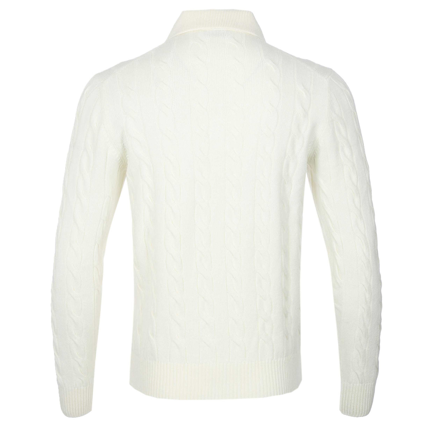 Gran Sasso 3 Button Cable Knitwear in Winter White Back