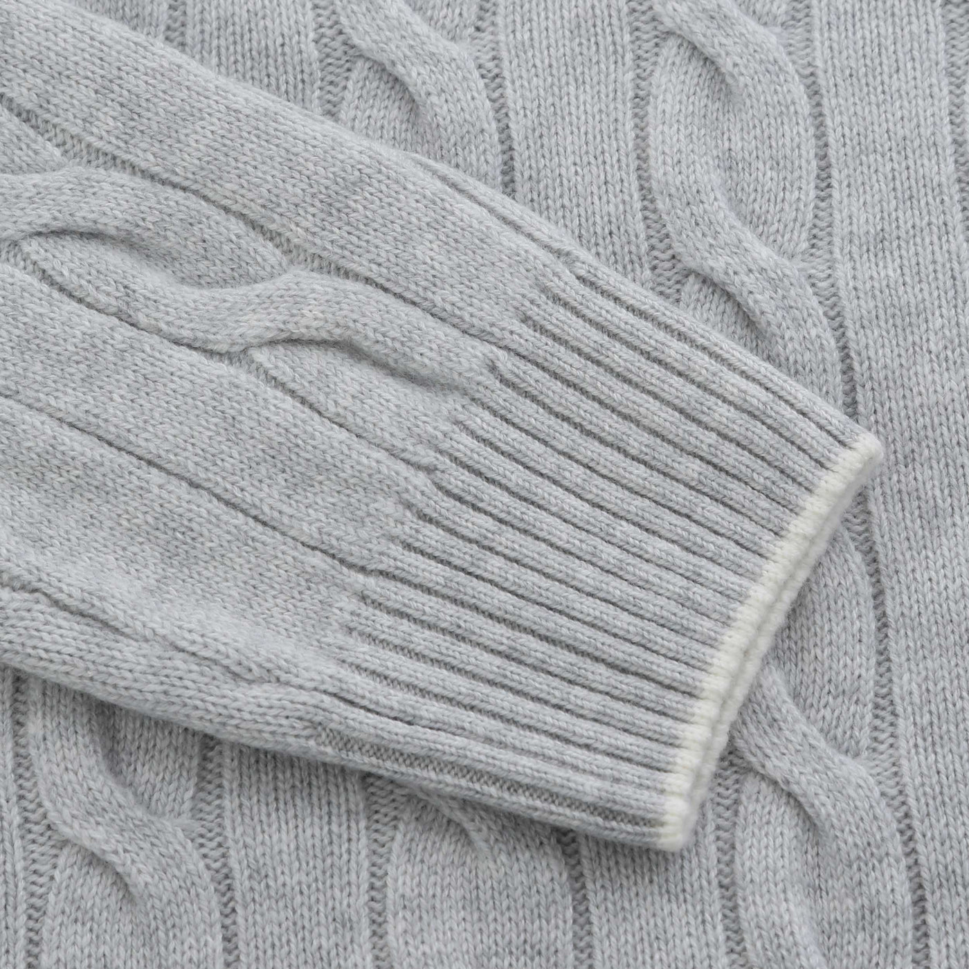 Gran Sasso 4 Button Chunky Cable Knitwear in Light Grey
