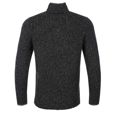 Gran Sasso 4 Button Chunky Knitwear in Black & Grey Back
