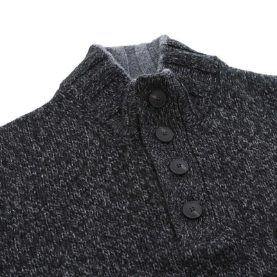 Gran Sasso 4 Button Chunky Knitwear in Black & Grey Placket