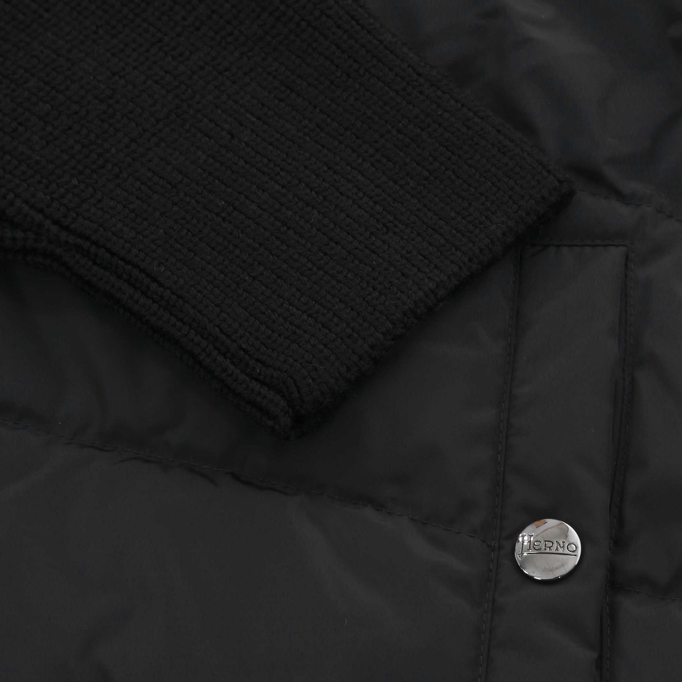 Herno Cardigan In Maglia E Nylon Imbot Hybrid Knitwear in Black Cuff