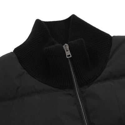 Herno Cardigan In Maglia E Nylon Imbot Hybrid Knitwear in Black Neck