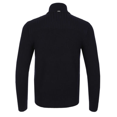 Herno Cardigan In Maglia E Nylon Imbot Hybrid Knitwear in Navy Back