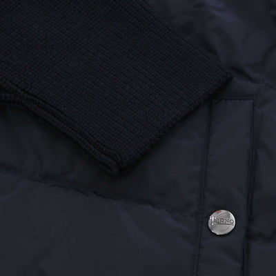 Herno Cardigan In Maglia E Nylon Imbot Hybrid Knitwear in Navy Cuff