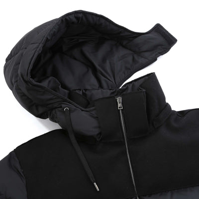 Herno Piumino Medio Mixato Jacket in Black Hood Detached 