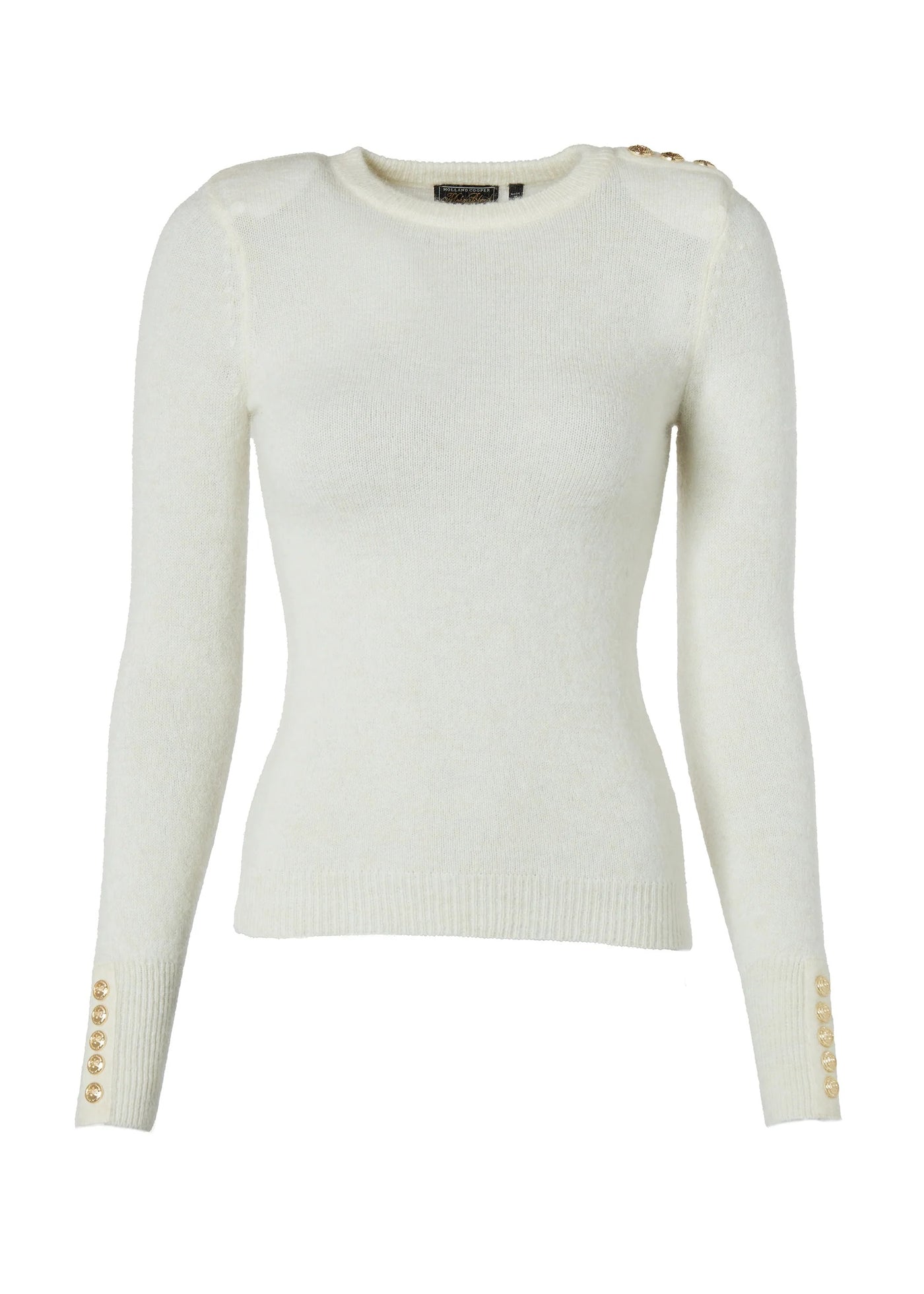 Holland Cooper Amy Crew Neck Knitwear in Natural Front