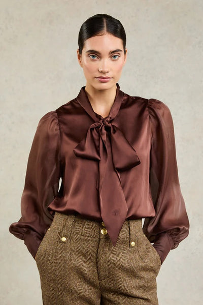 Holland Cooper Ariella Blouse in Chocolate