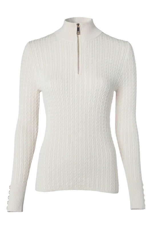 Holland Cooper Ava Quarter Zip Knit in Almond Front