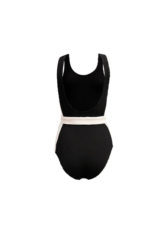 Holland Cooper Belted Swimsuit in Black Back