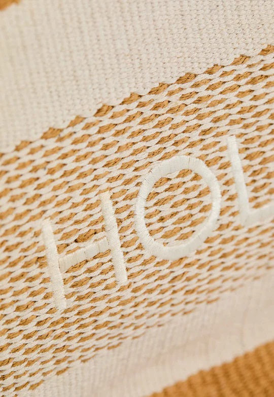 Holland Cooper Cannes Beach Bag in Natural Cream Logo Detail