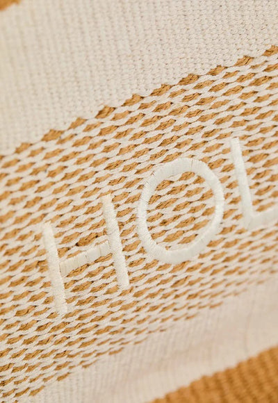 Holland Cooper Cannes Beach Bag in Natural Cream Logo Detail