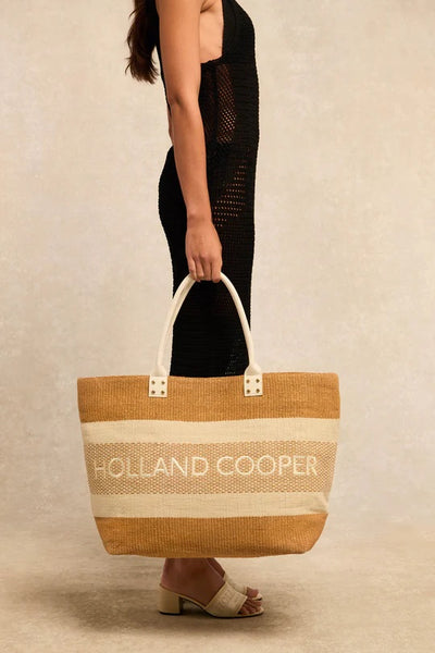 Holland Cooper Cannes Beach Bag in Natural Cream