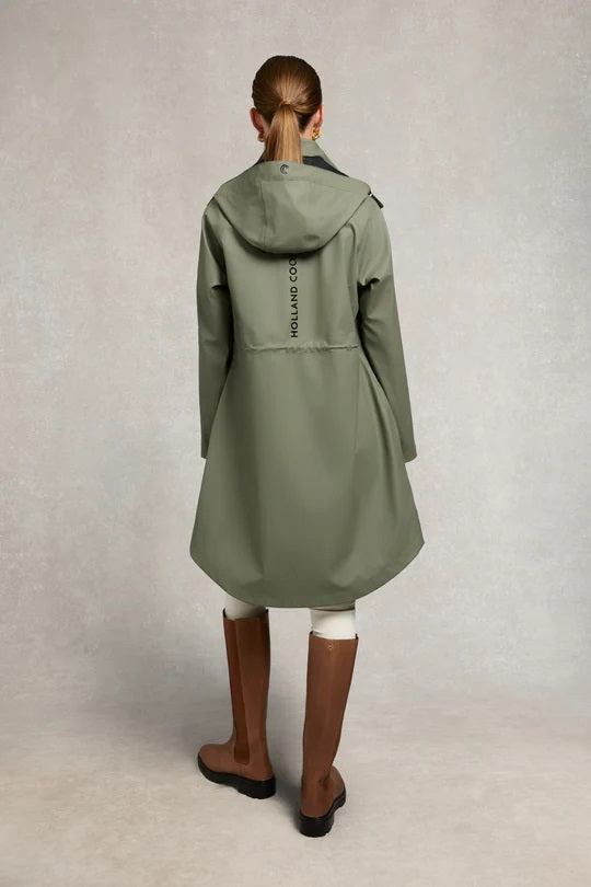 Holland Cooper Chartwell Rain Parka in Sage Model Back