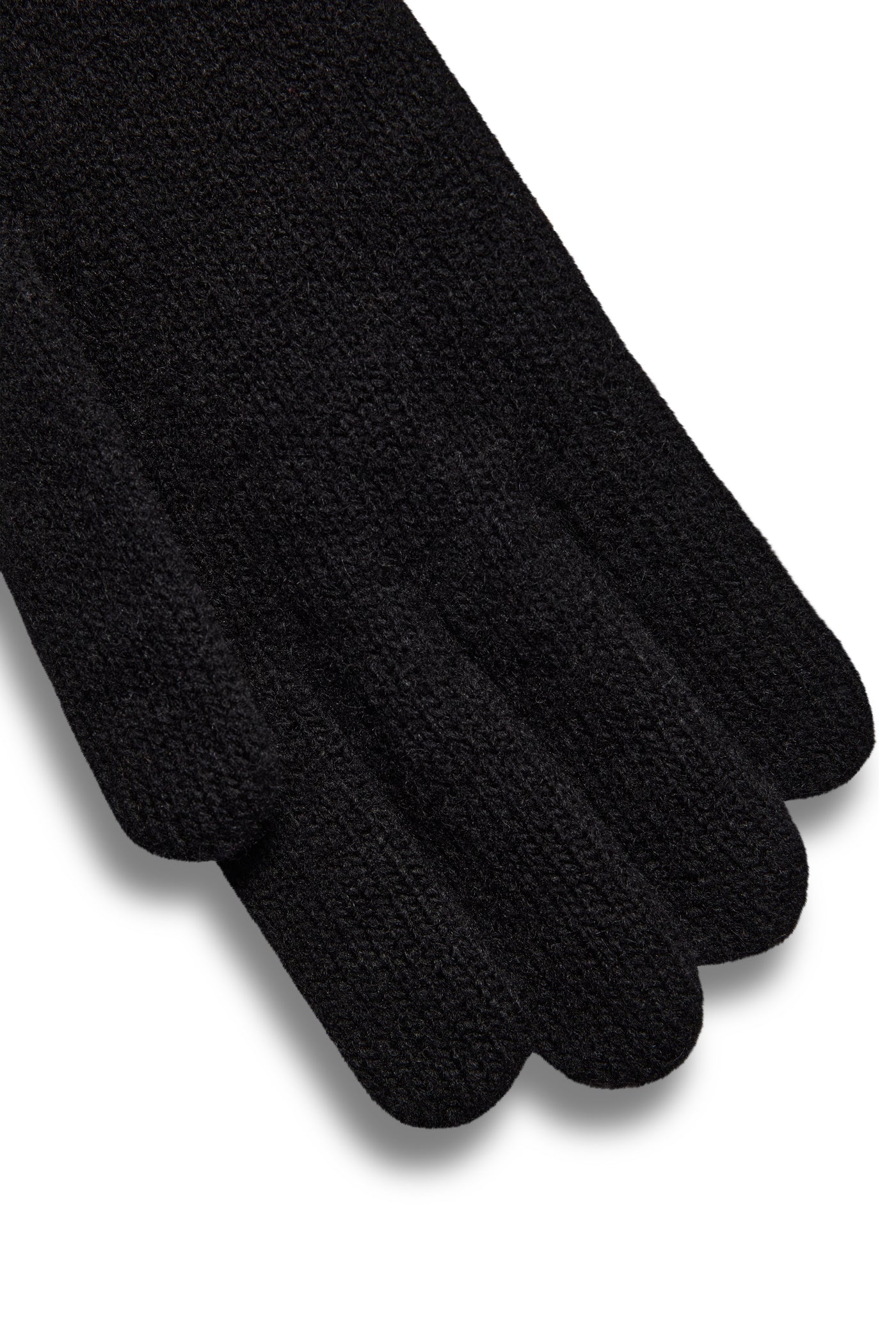 Holland Cooper Classic Logo Knitted Gloves in Black Fingers