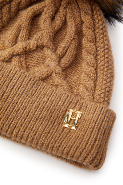 Holland Cooper Cortina Ladies Bobble Hat in Caramel