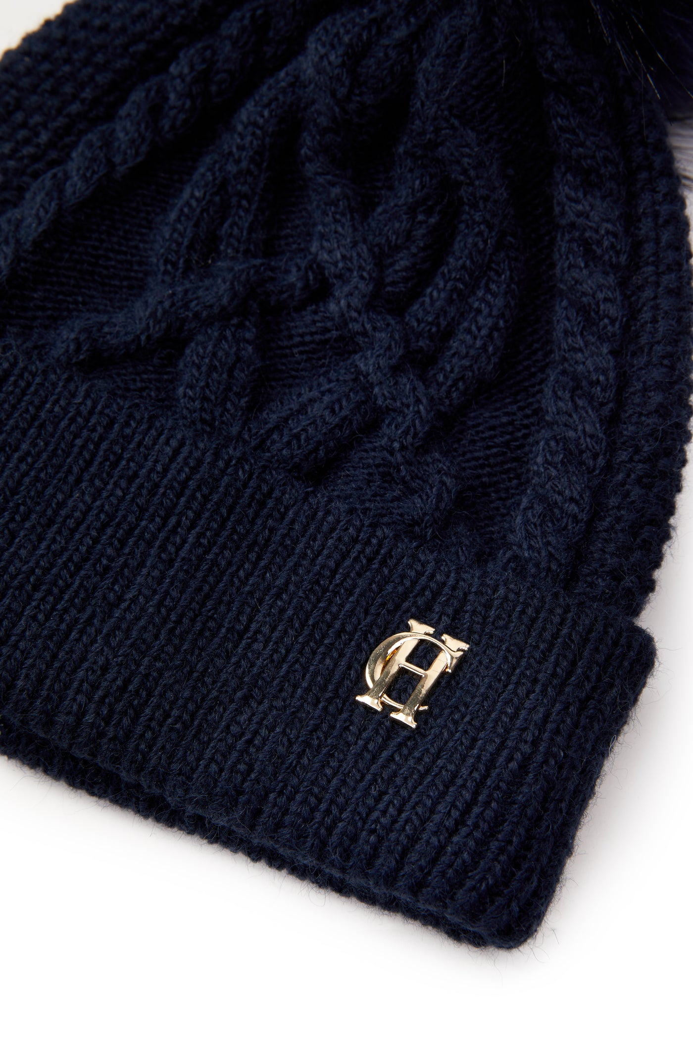 Holland Cooper Cortina Ladies Bobble Hat in Ink Navy Logo