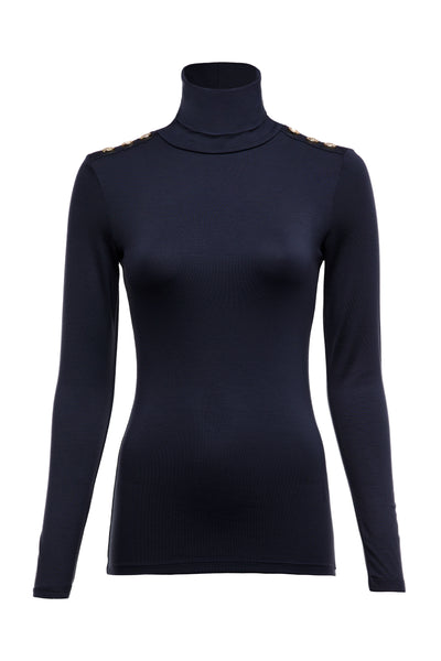 Holland Cooper Essential Roll Neck Knit in Ink Navy Front