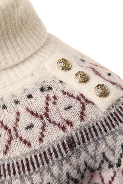 Holland Cooper Fairisle Knitwear in Cream Shoulder Detail