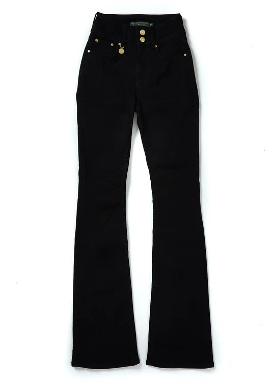 Holland Cooper High Rise Flared Jean in Stay Black Front