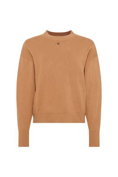 Holland Cooper Maria Crew Neck Knit in Caramel Front
