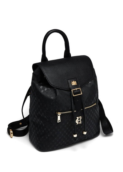 Holland Cooper Regency Monogram Backpack in Black Angle