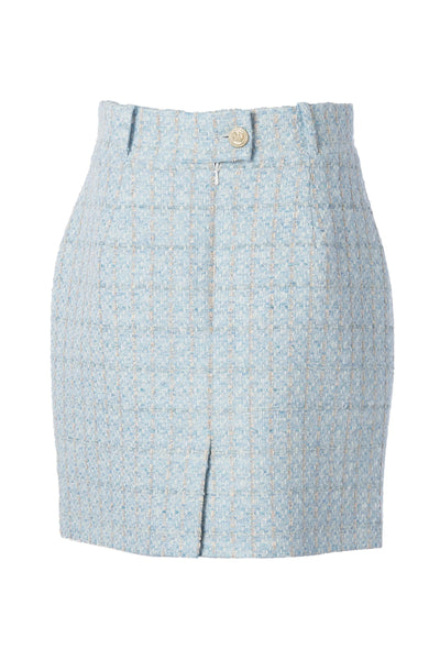 Holland Cooper Regency Skirt in Sky Blue Boucle Back