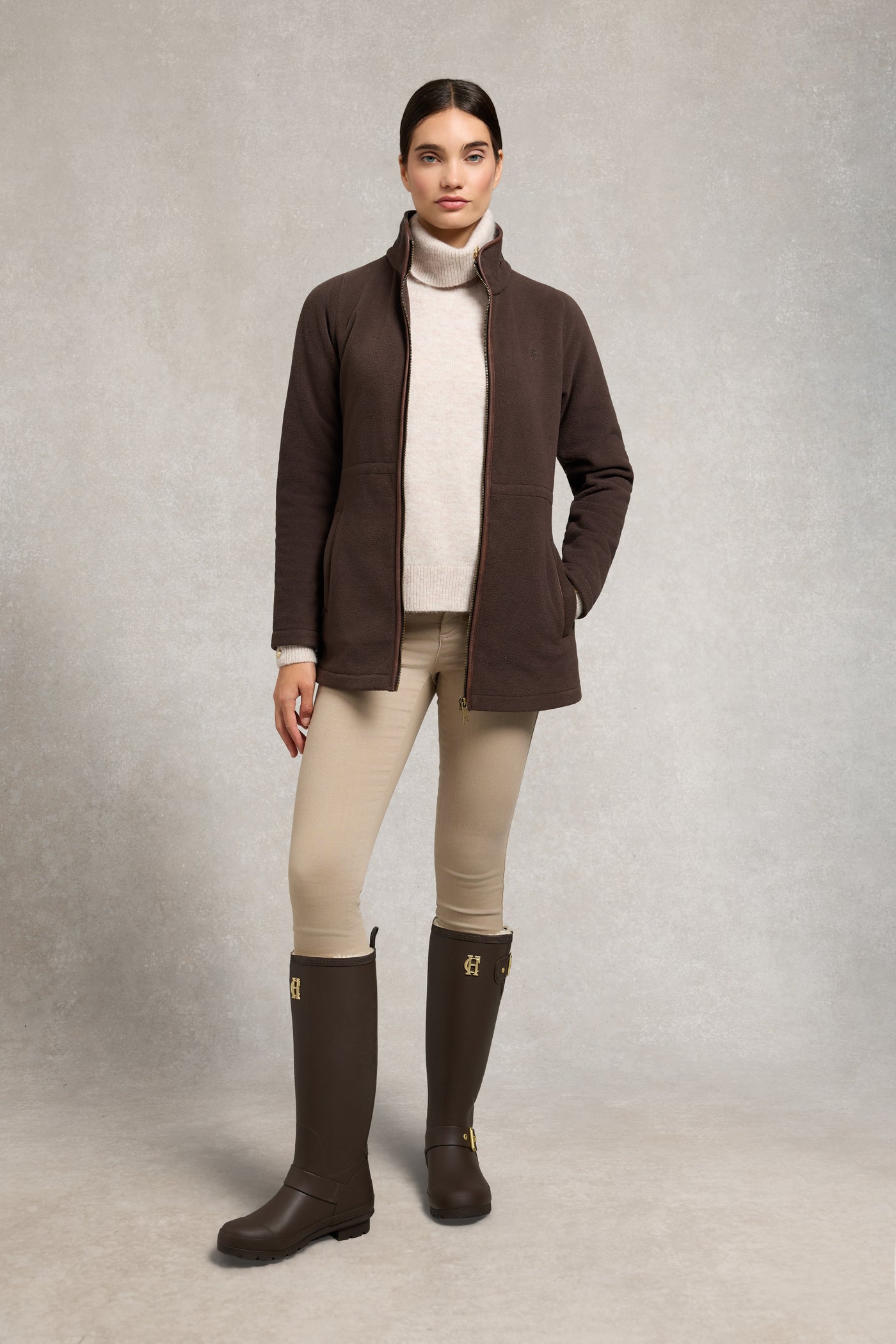 Holland Cooper Sherpa Lined Regency Wellington in Chocolate Matte Gold