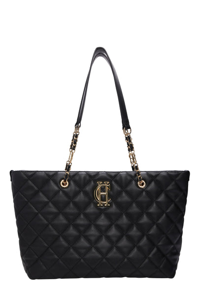 Holland Cooper Soho Quilted Tote Bag in Black Front