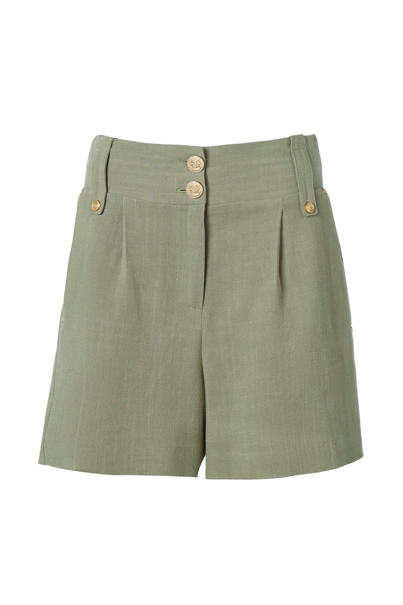Holland Cooper Tailored Linen Short in Sage Front