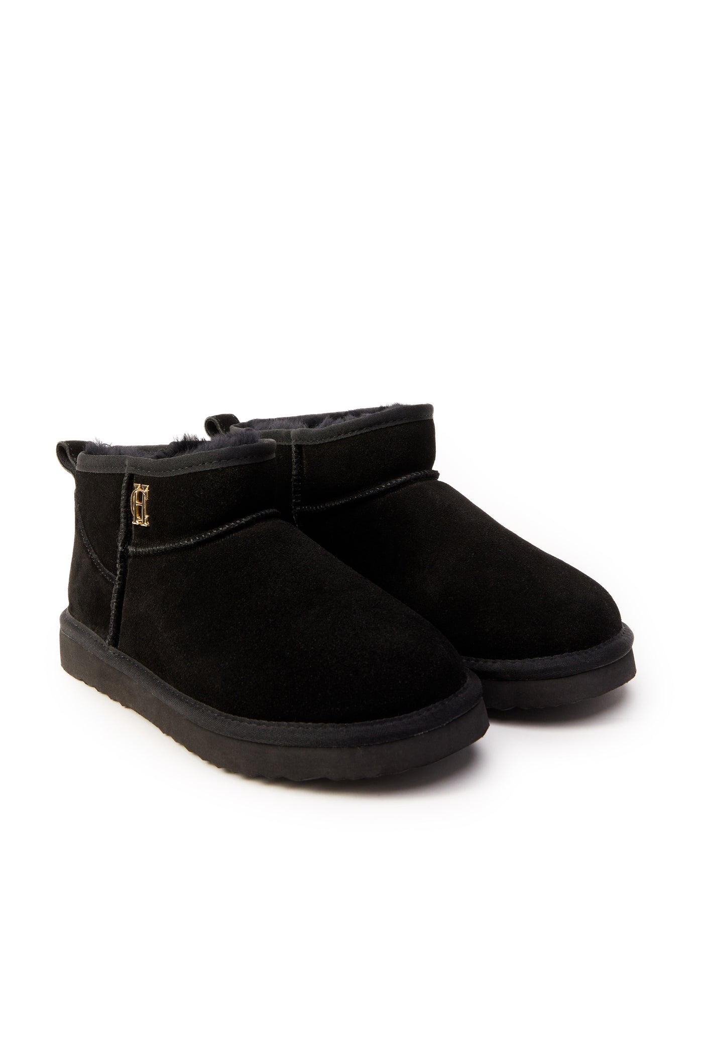 Holland Cooper Ultra Mini Shearling Boot in Black Pair