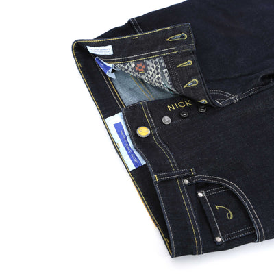 Jacob Cohen Nick Jean in Dark Blue Raw Denim Fly