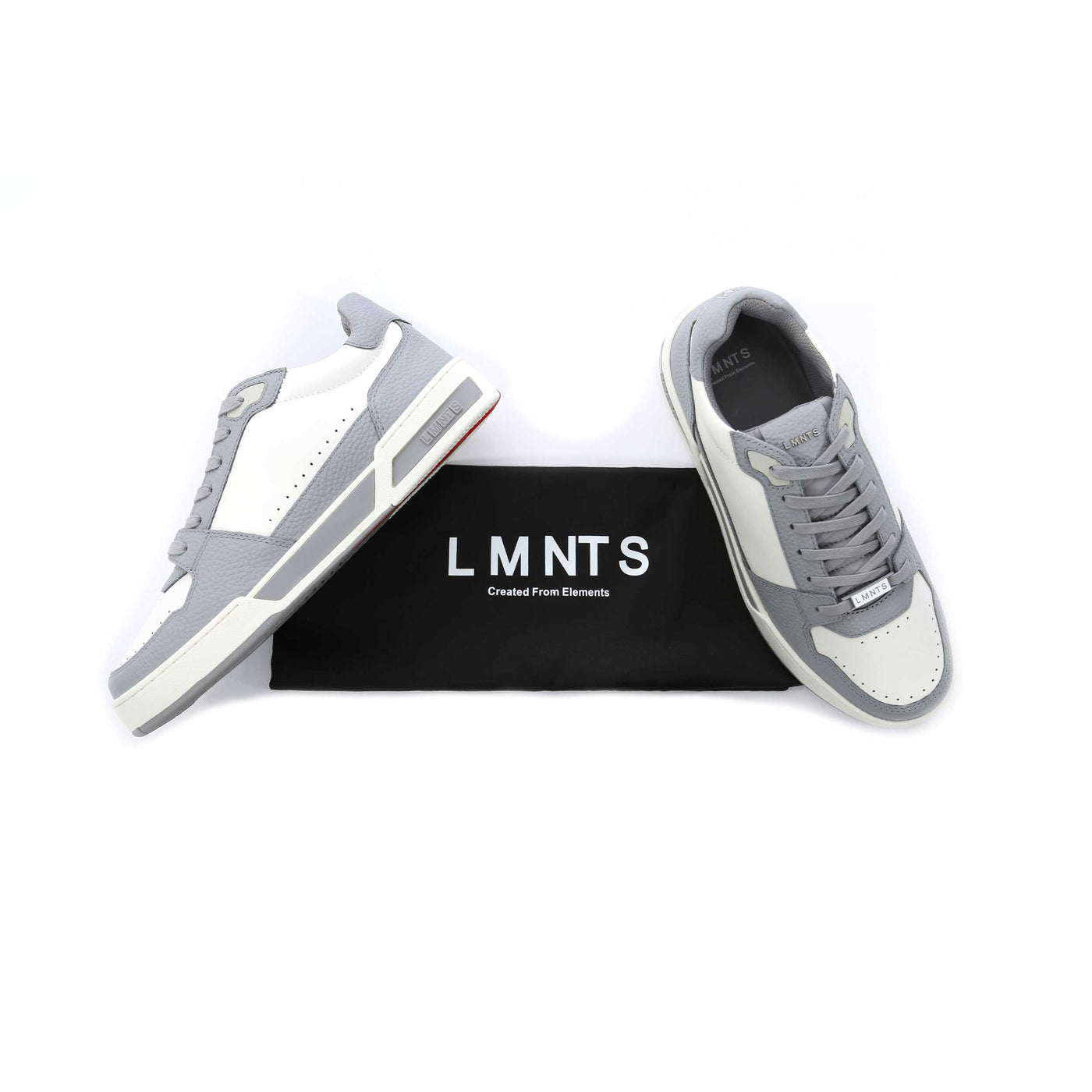 LMNTS Porter Tumbled Trainer in Grey & White Dust Bag