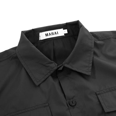 Marai Ripstop Nylon Overshirt in Black Collar