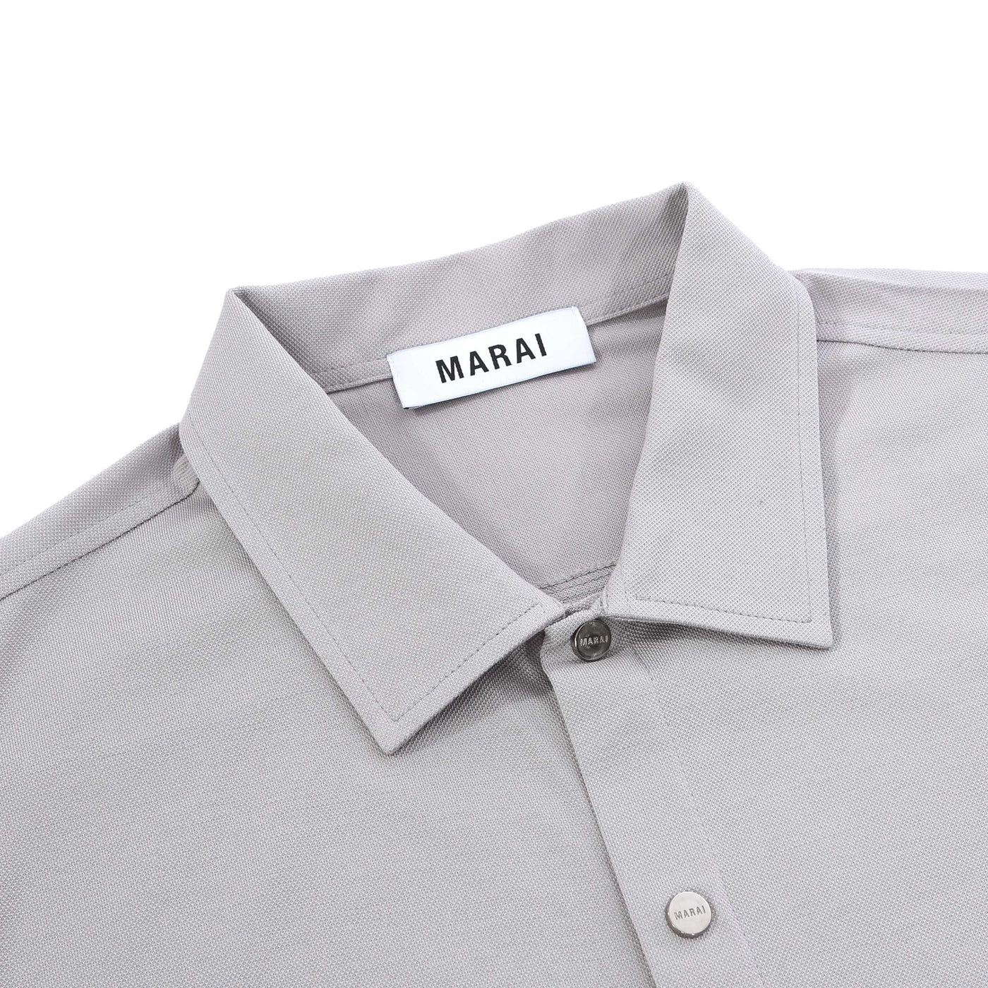 Marai Snap Button SS Shirt in Light Grey Collar