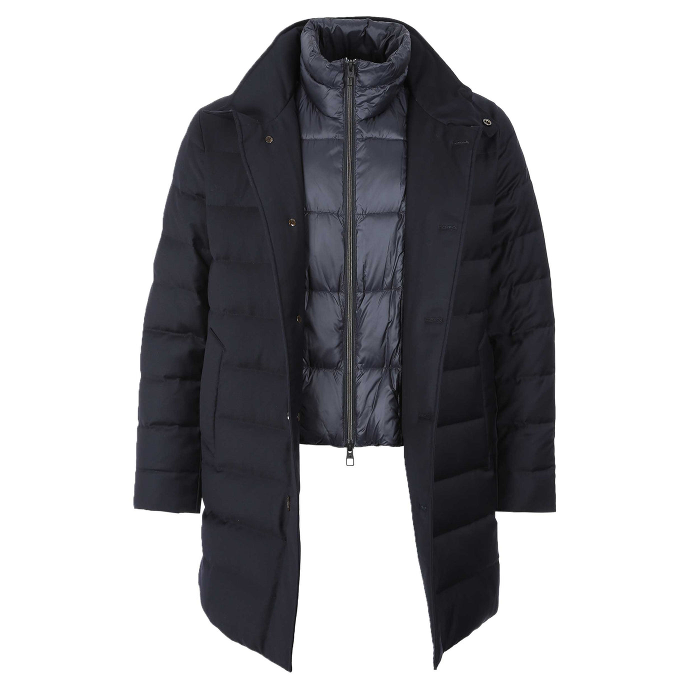 Montecore 3/4 Length Padded Jacket in Navy Front