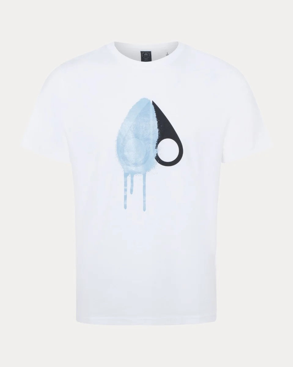 Moose Knuckles Augustine T-Shirt in White & Sky Blue