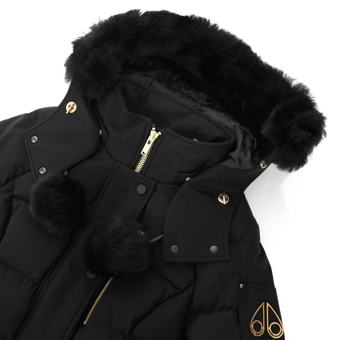 Moose Knuckles Gold Cambria Ladies Jacket in Black & Gold Hood