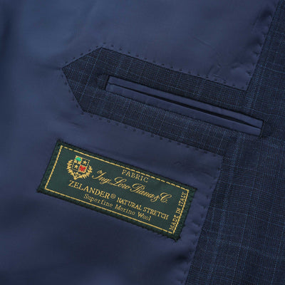 Norton Barrie Bespoke Check Suit in French Navy Details