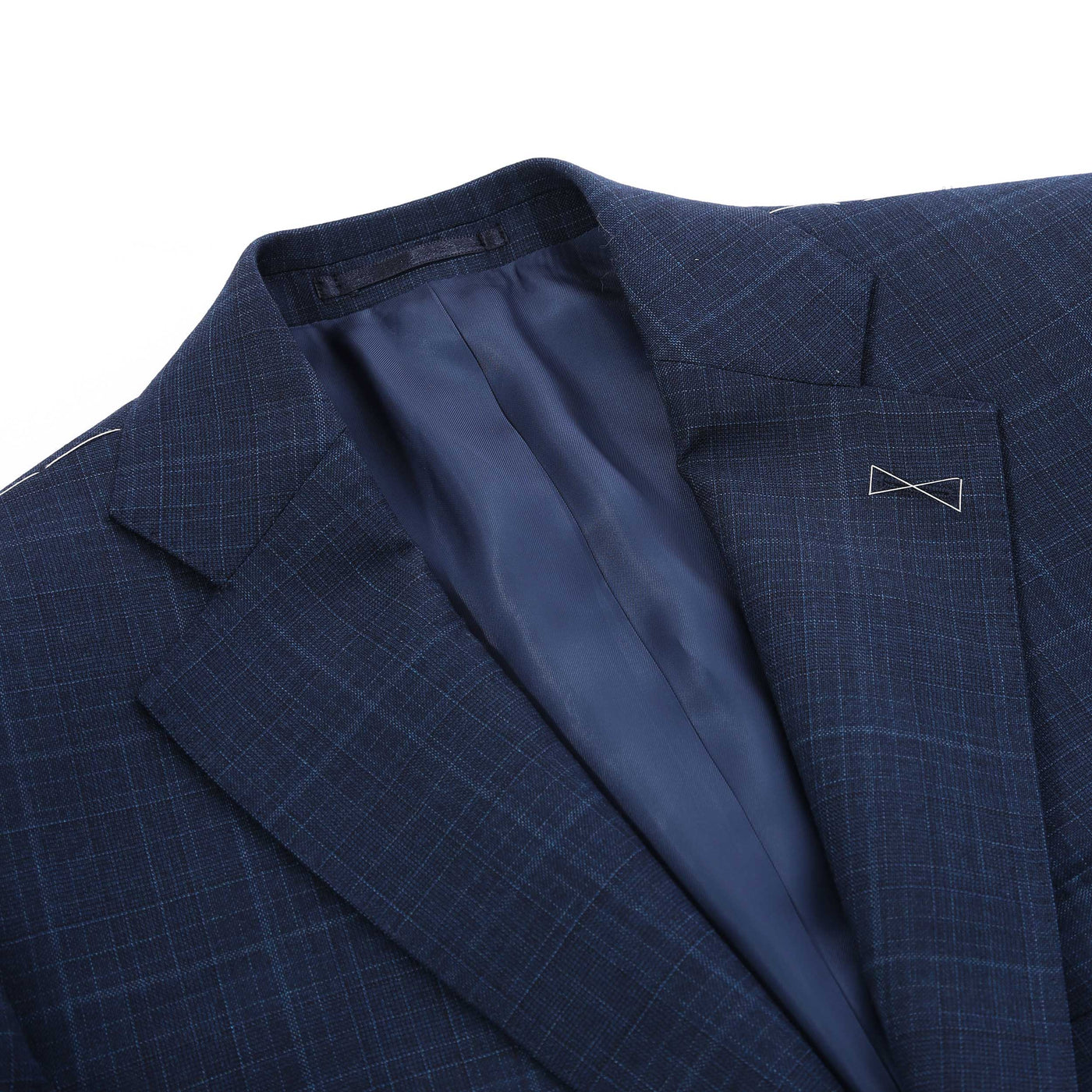 Norton Barrie Bespoke Check Suit in French Navy Lapel