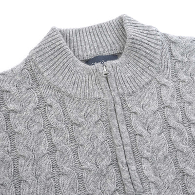 Oliver Sweeney Darlington 1/4 Zip Knitwear in Grey Neck