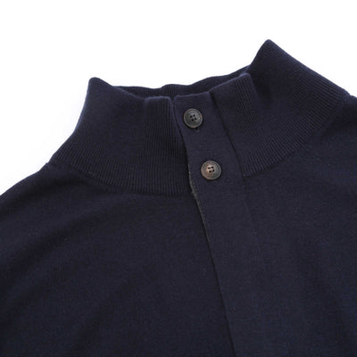 Pal Zileri 2 Button Quarter Zip Knitwear in Navy Placket Fastened