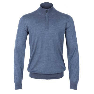 Pal Zileri Quarter Zip Knitwear in Blue Marl