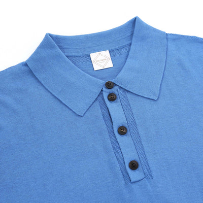 Pal Zileri Silk Cotton Mix Polo Shirt in Sea Blue Collar