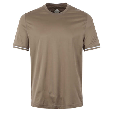 Pal Zileri Stripe Cuff Detail T-Shirt in Taupe