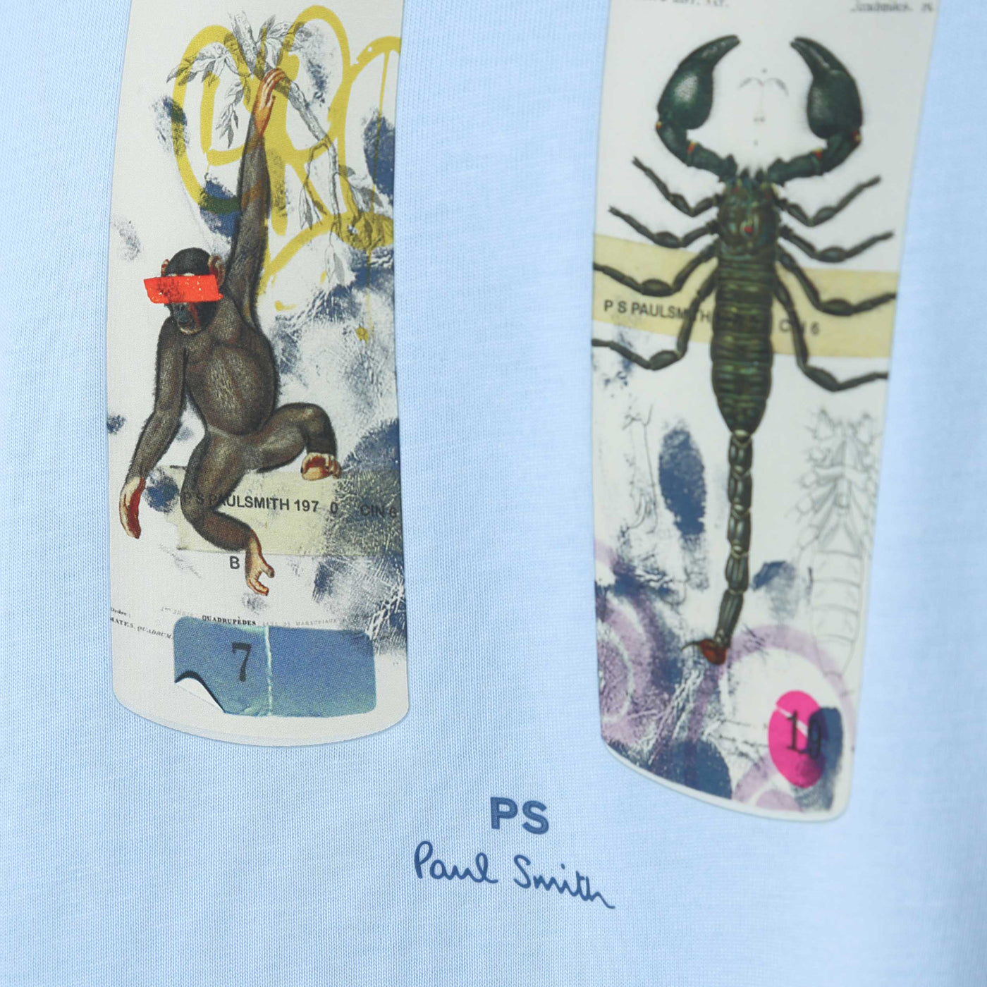 Paul Smith Animal Spray Cans T-Shirt in Sky Blue Logo