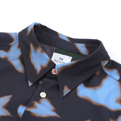 Paul Smith Birds Tailored Fit Shirt in Dark Navy Collar