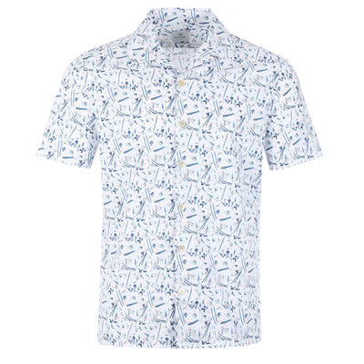 Paul Smith Blue Floral Print Reg Fit SS Shirt in White front