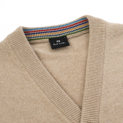 Paul Smith Button Through Cardigan in Beige Neckline