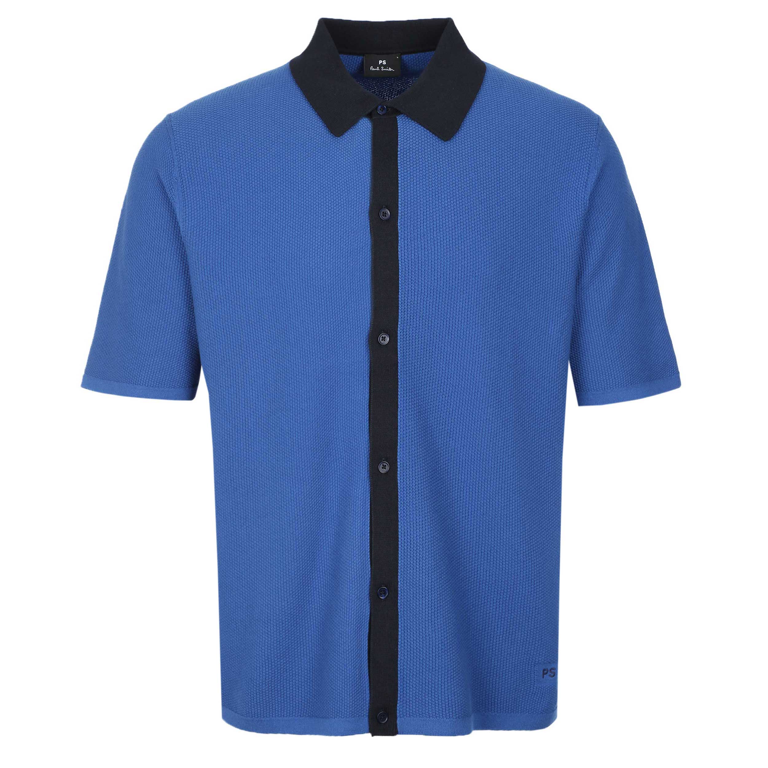 Paul Smith Button Thru SS Polo Knitwear in Petrol Blue